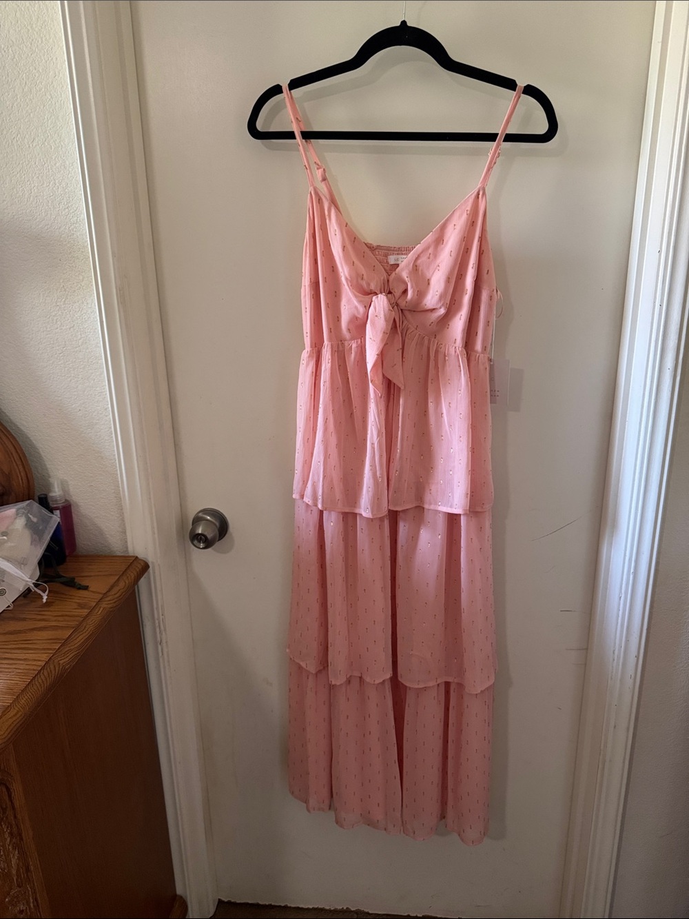 LC Lauren Conrad Light Pink Tiered Nightgown with Front Bow